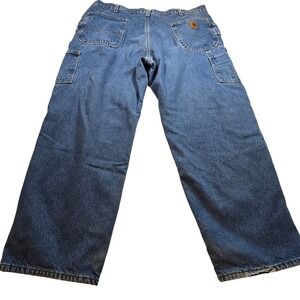 Vintage Carhartt Mens Flannel Lined Carpenter Jeans 40x30 Winter Dungarees Denim